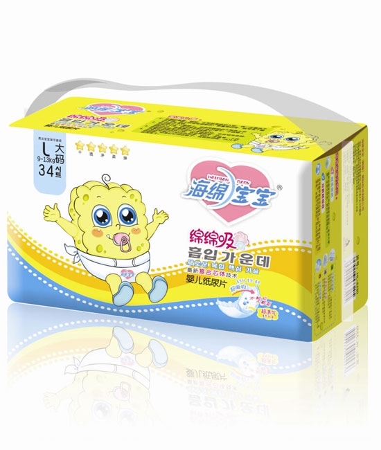 海綿寶寶綿綿吸嬰兒紙尿片L大碼系列