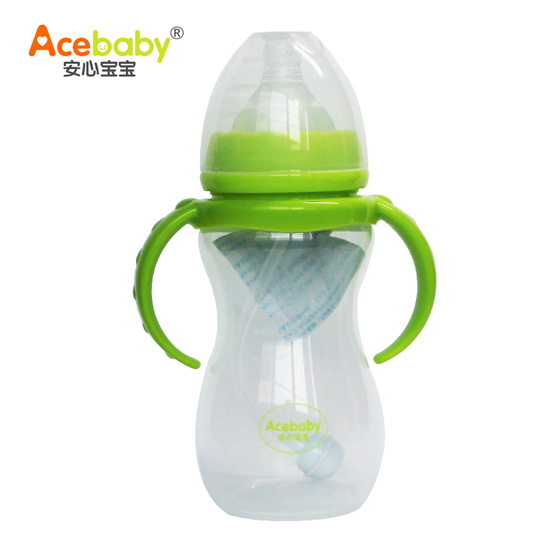 安心寶寶270ml寬口雙耳自動(dòng)PP奶瓶綠色