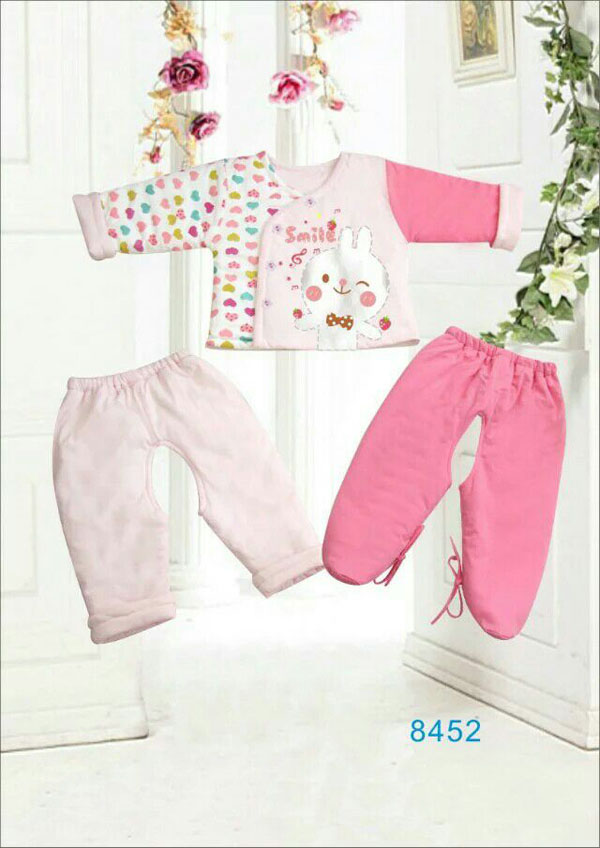 快樂小天天保暖棉衣套裝 粉色 可愛小兔子