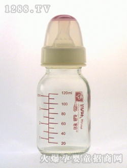 玻璃小奶瓶120mL紅色