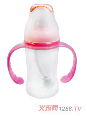 親恩4安標(biāo)口花型雙柄自動(dòng)PP奶瓶（粉紅）