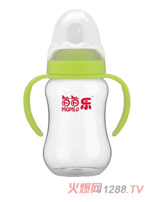 苗苗樂標(biāo)準(zhǔn)口徑雙柄自動(dòng)吸PP葫蘆奶瓶180ML