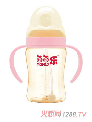 苗苗樂寬口徑雙柄自動(dòng)吸弧形PPSU奶瓶210ml
