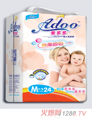 愛多多棉柔倍吸嬰兒紙尿褲M碼24片