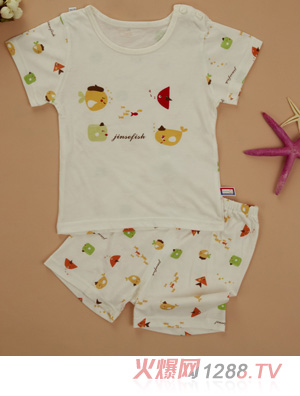 金色小魚蘆薈纖維單面小魚短袖肩開(kāi)套