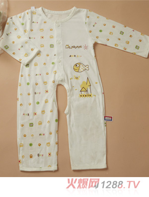 金色小魚麻塞爾纖維單面小魚開(kāi)檔哈衣