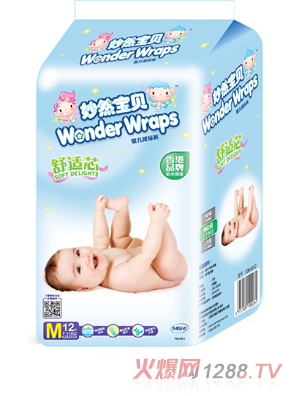 妙然寶貝舒適芯嬰兒紙尿褲M(mǎn)碼12片